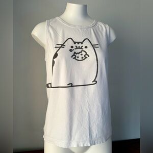 Pusheen Cat White Tank Kawaii